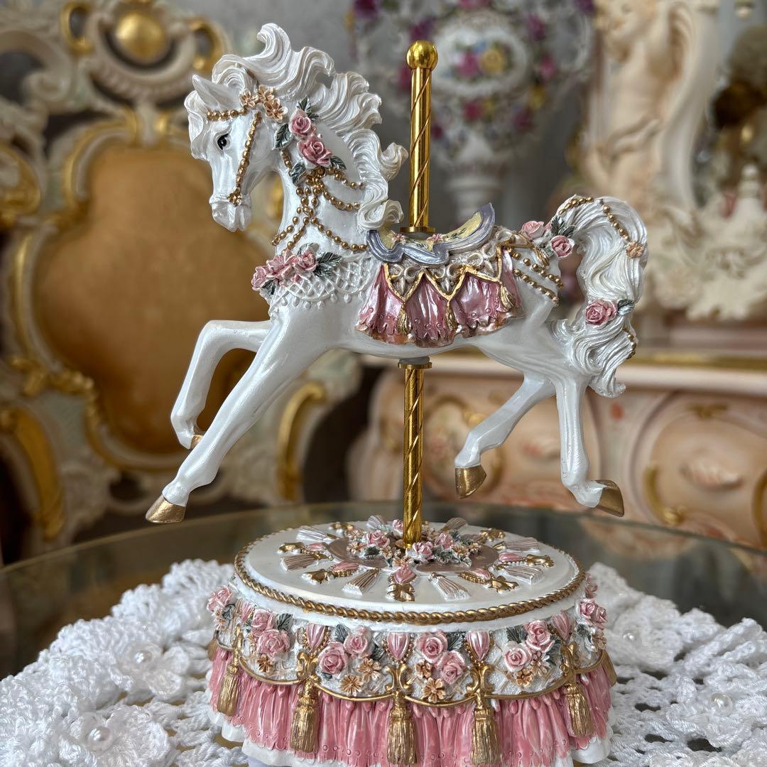 回転式オルゴール 白馬 ルブの森★