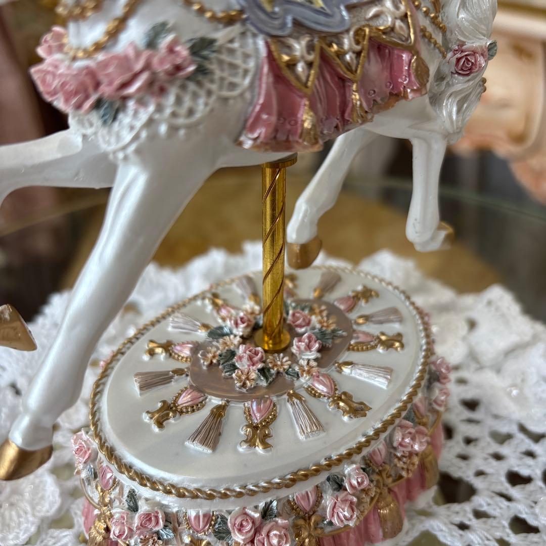 回転式オルゴール 白馬 ルブの森★