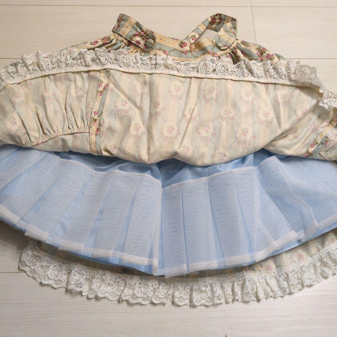 メタモルフォーゼ　初期　スカート　アンティークローズブーケ柄　水色