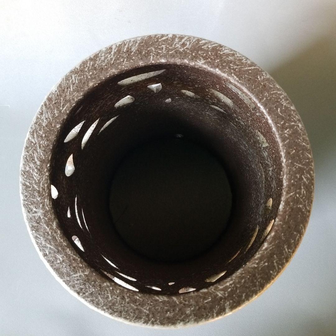 くっこちゃん 信楽焼傘立て 灰釉唐草 高さ４２cm