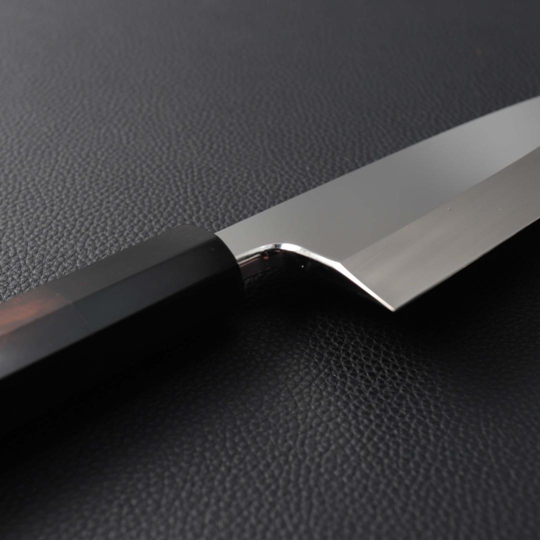 10781鏡面仕上げ出刃包丁5寸 刃は究極の切れ味 刺身包丁 黒檀黒水牛角八角柄