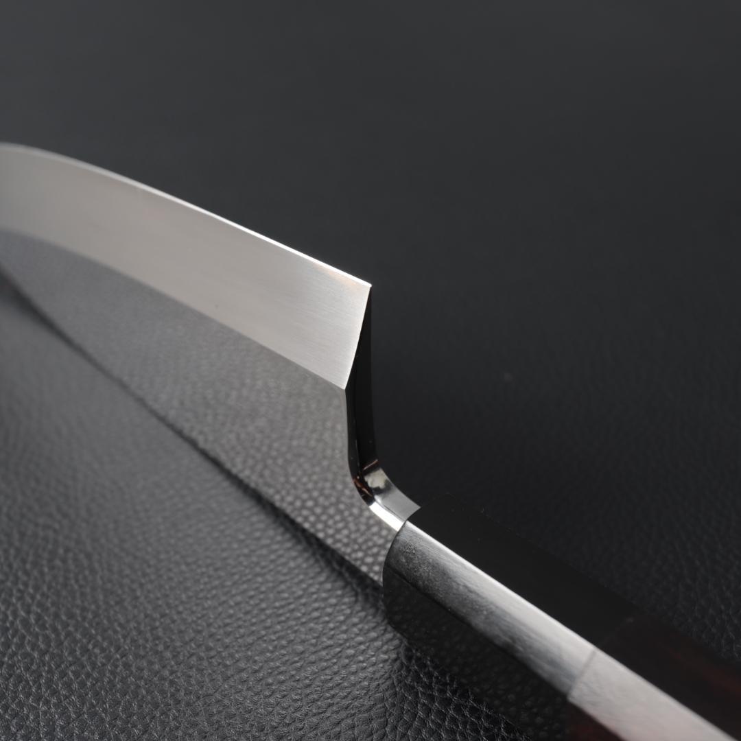10781鏡面仕上げ出刃包丁5寸 刃は究極の切れ味 刺身包丁 黒檀黒水牛角八角柄