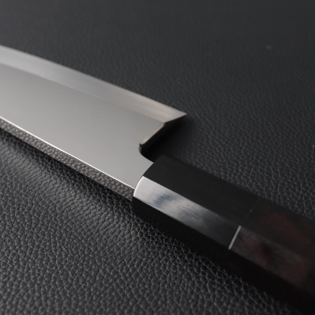 10781鏡面仕上げ出刃包丁5寸 刃は究極の切れ味 刺身包丁 黒檀黒水牛角八角柄