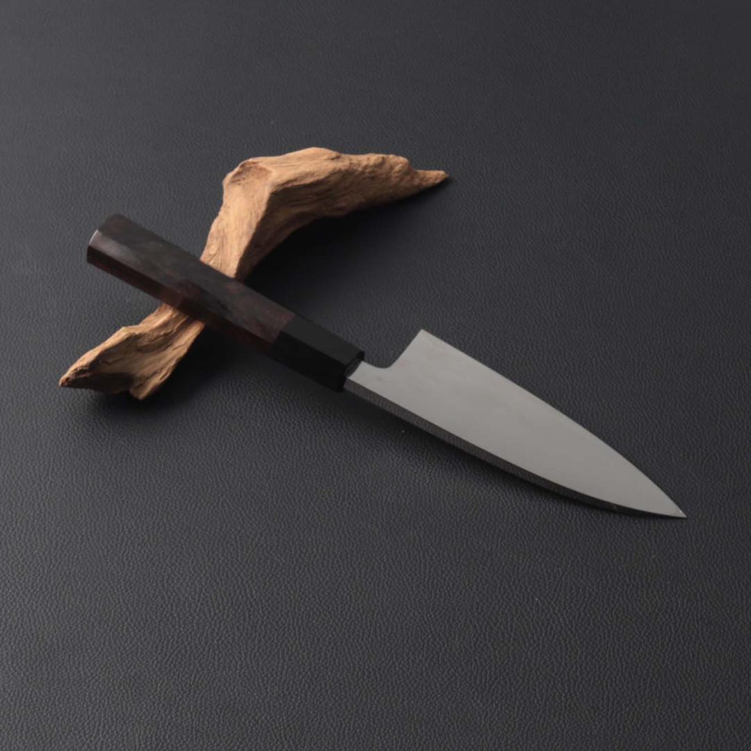 10781鏡面仕上げ出刃包丁5寸 刃は究極の切れ味 刺身包丁 黒檀黒水牛角八角柄