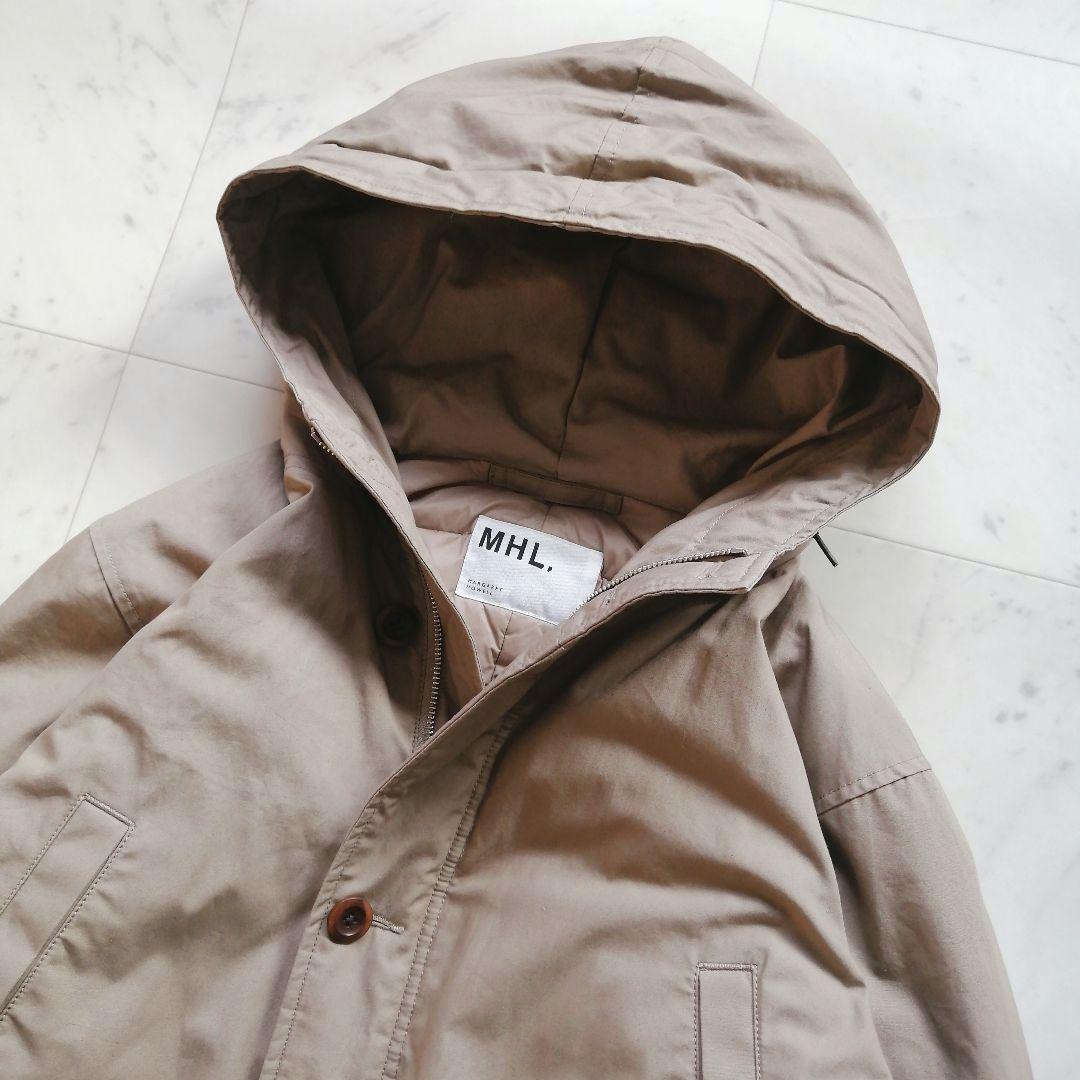 美品 MHL. マーガレットハウエル ダウンコート フード付き L ベージュ
