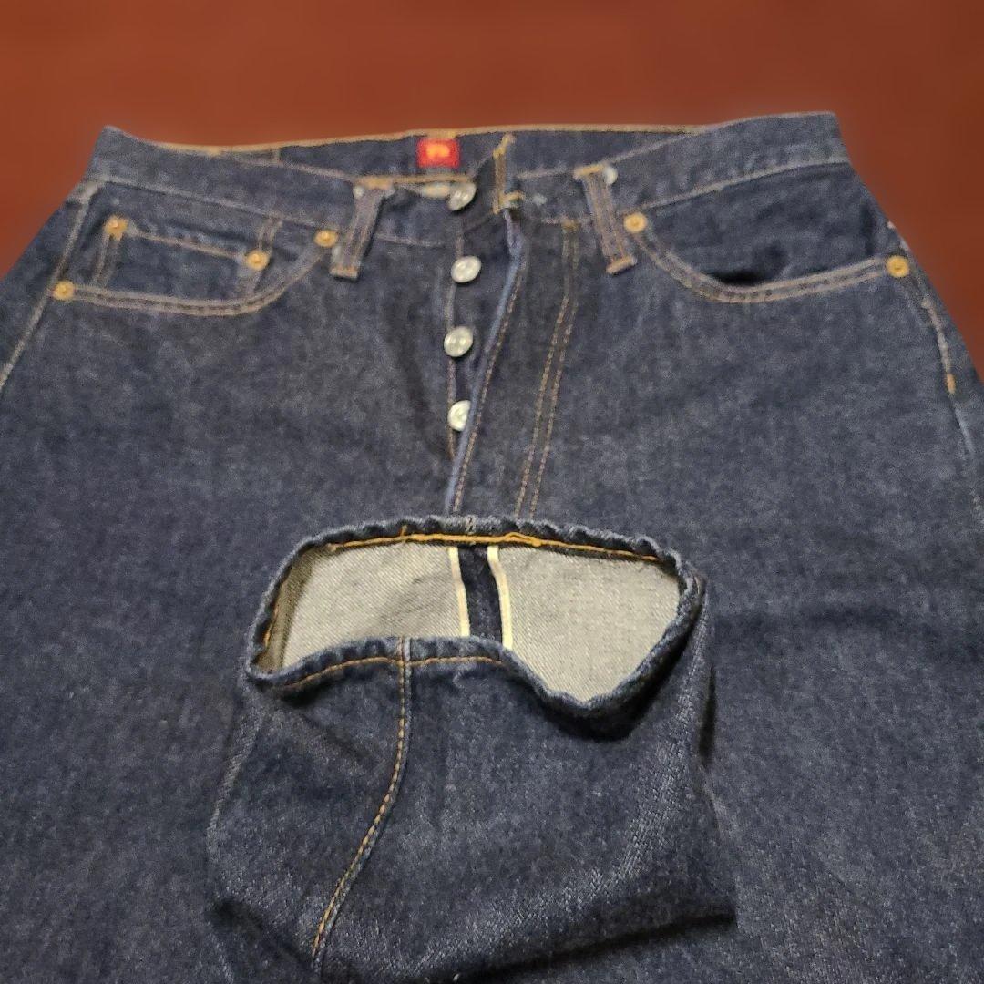 濃紺美品毛羽立ちリゾルト710w31紙パッチボタンフライチェーンステッチ