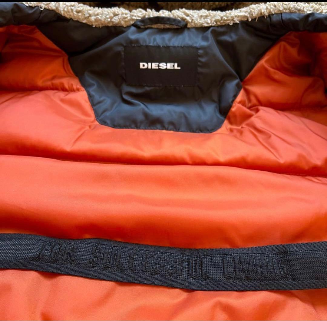 DIESEL モッズコート 黒 ファー付 アウター　オレンジ　ディーゼル　ロング