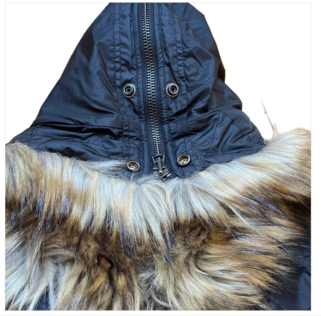 DIESEL モッズコート 黒 ファー付 アウター　オレンジ　ディーゼル　ロング