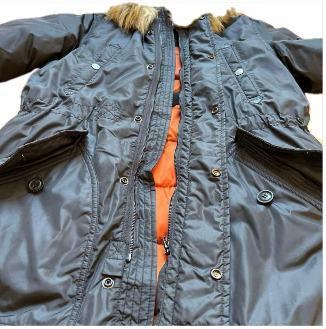 DIESEL モッズコート 黒 ファー付 アウター　オレンジ　ディーゼル　ロング