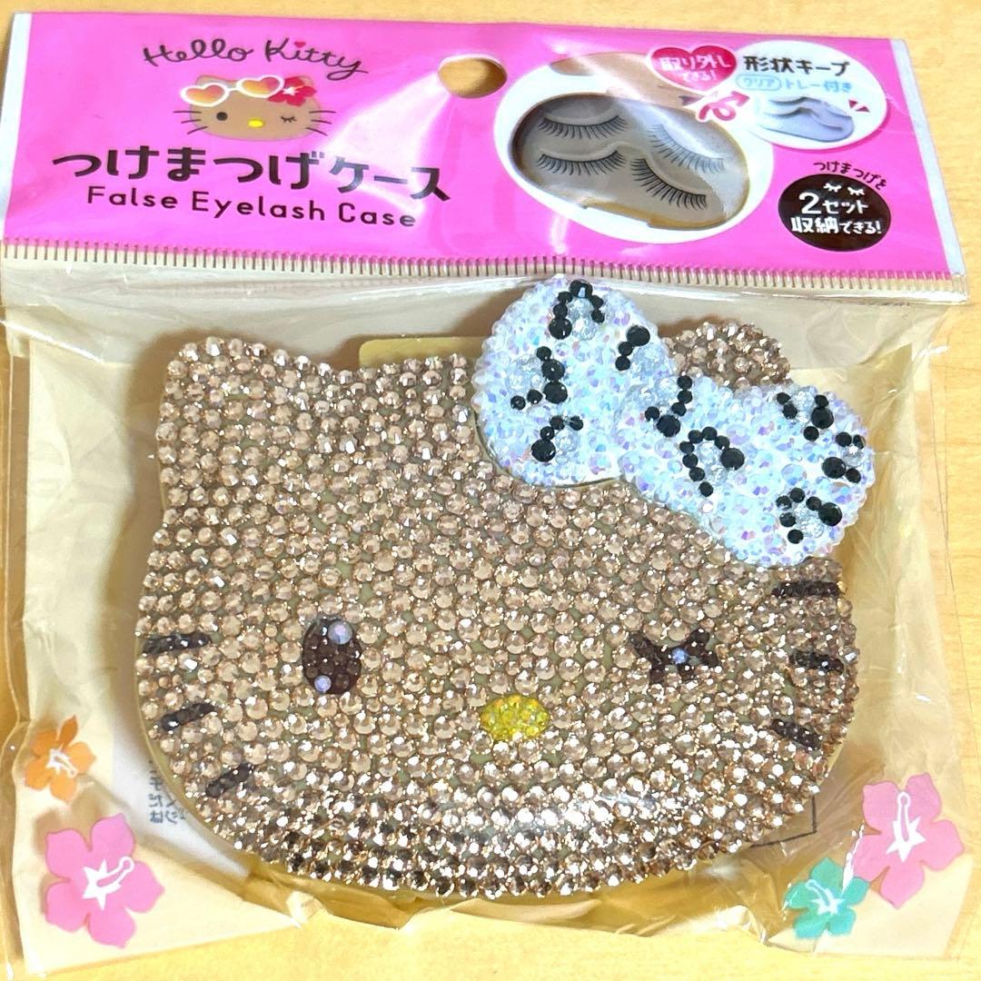 日焼けキティ つけまつげケース ラインストーン デコ ヒョウ柄 白