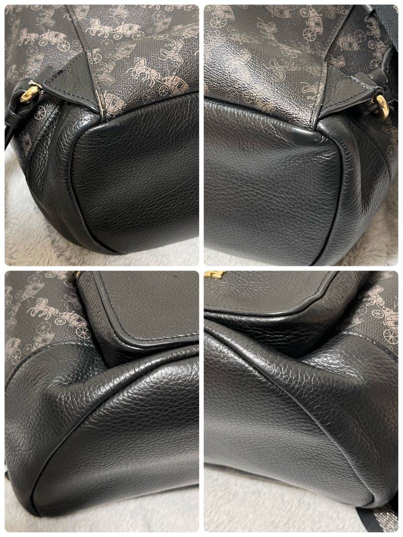 人気✨COACH コーチ ホースアンドキャリッジ レザー 黒 美品