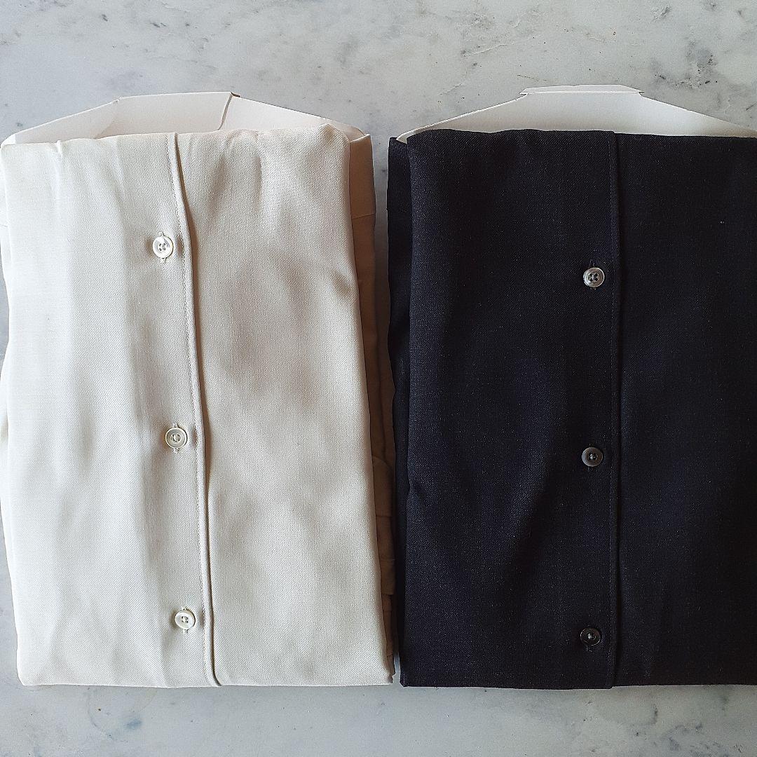 MBハイエンド尾州ウールシャツM オフホワイト、ブラック2枚セット