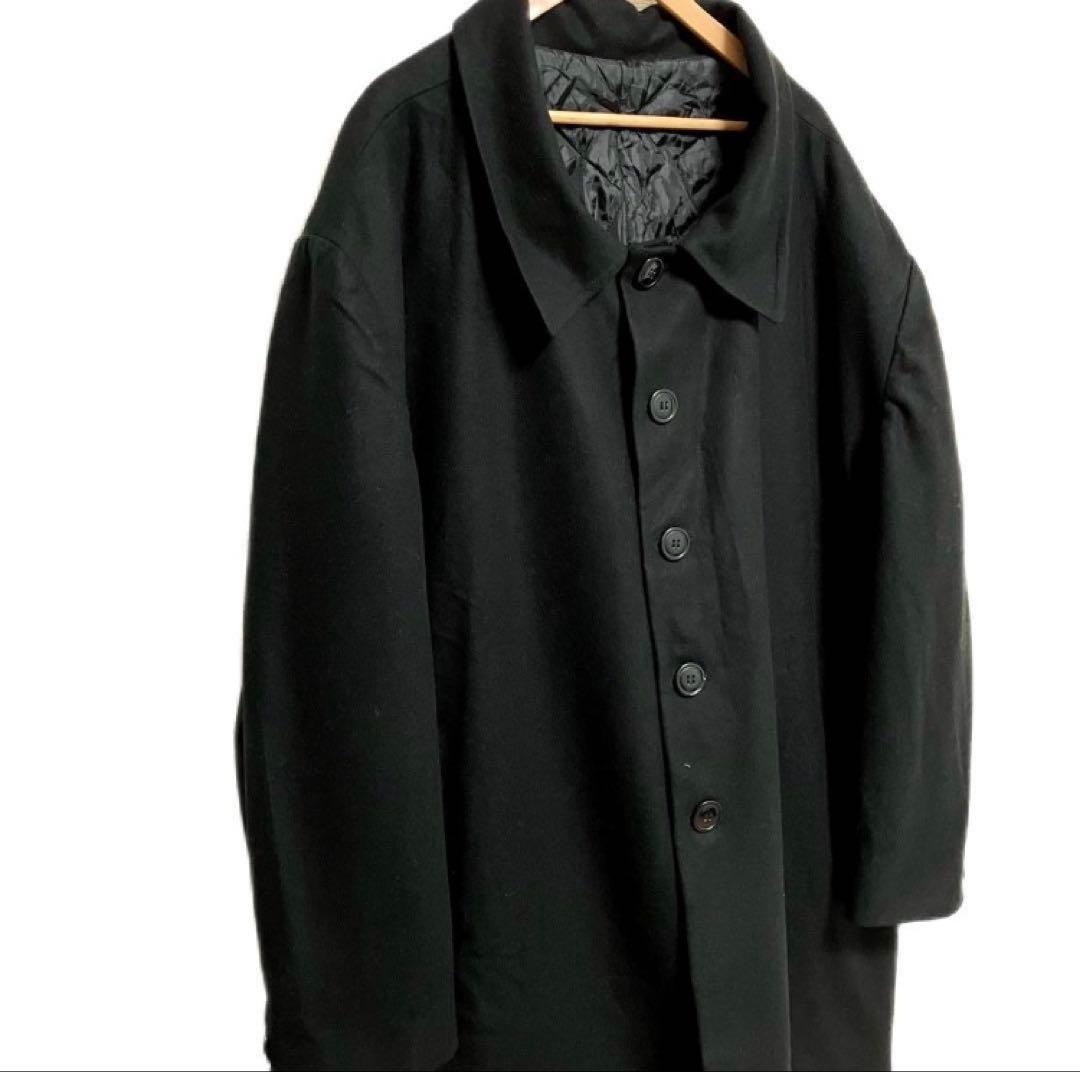 Vintage WOOL コート XXL相当 ブラック ビッグシルエット