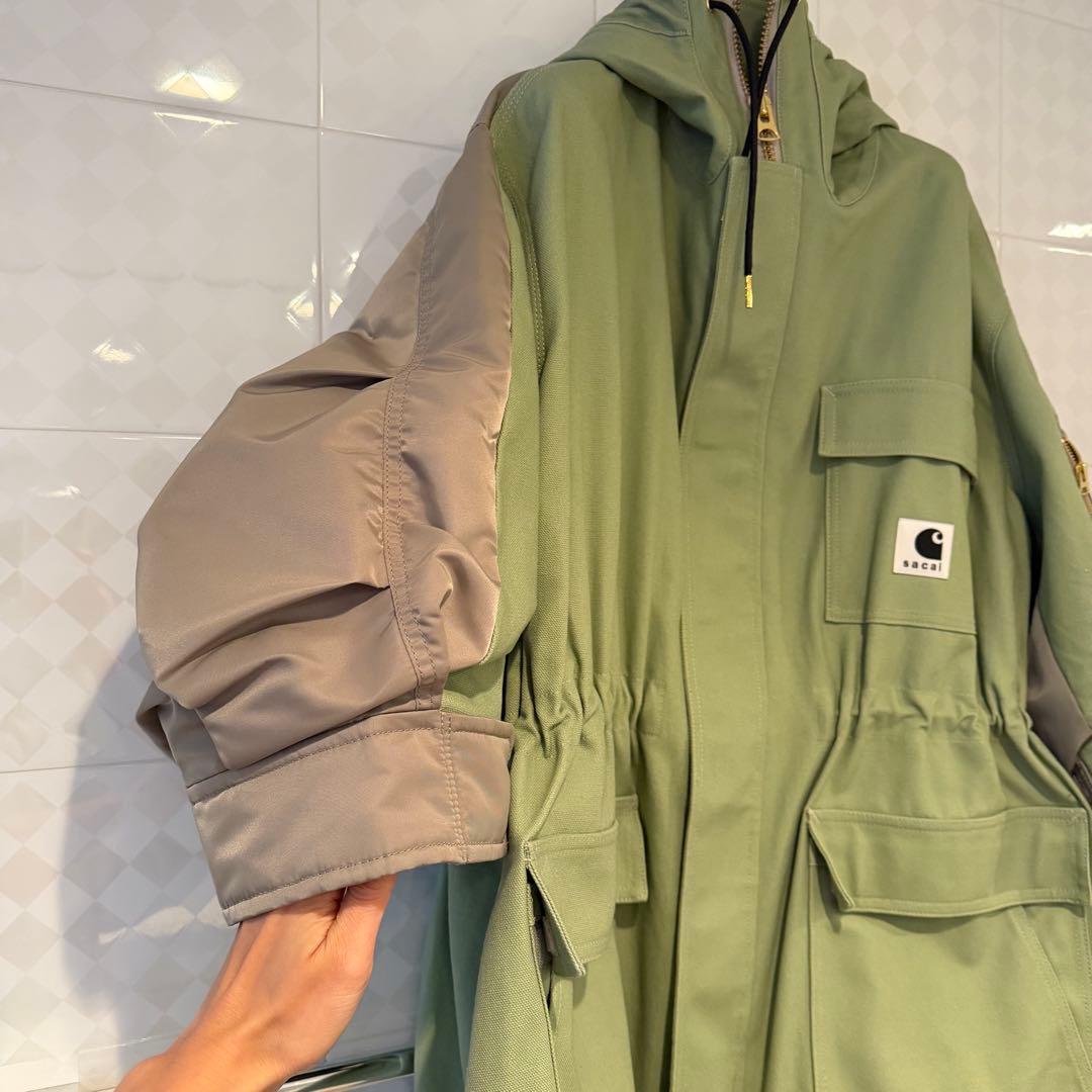 sacai×Carhartt サカイ ライトグリーン モッズコート サイズ2