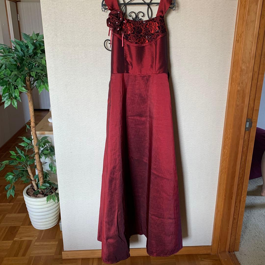 カラードレス(ワインレッド155cm)【美品】脱着カンタン【ブランド】ゆめりすと