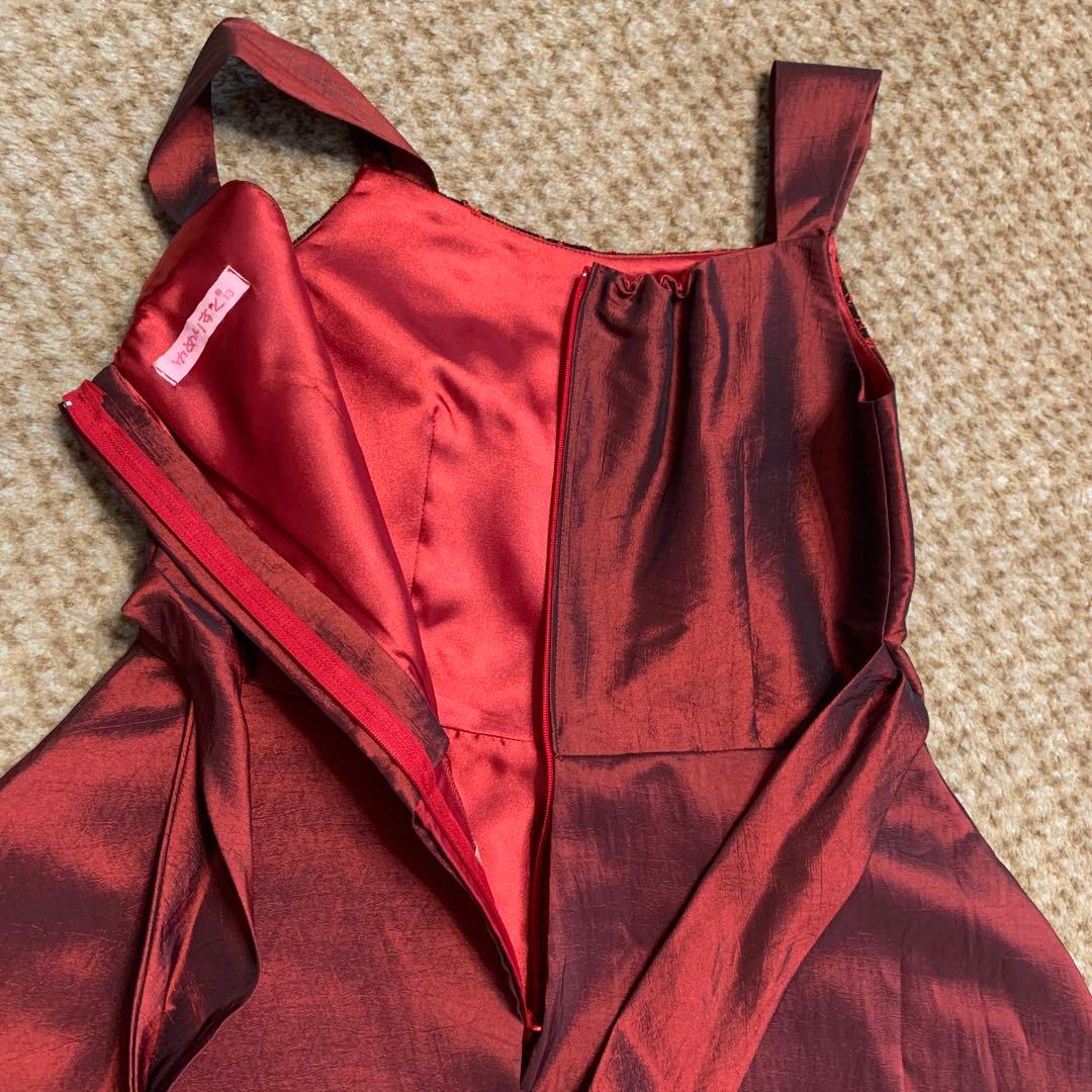 カラードレス(ワインレッド155cm)【美品】脱着カンタン【ブランド】ゆめりすと