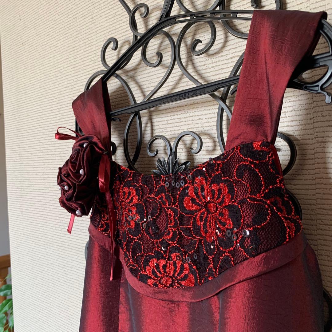 カラードレス(ワインレッド155cm)【美品】脱着カンタン【ブランド】ゆめりすと