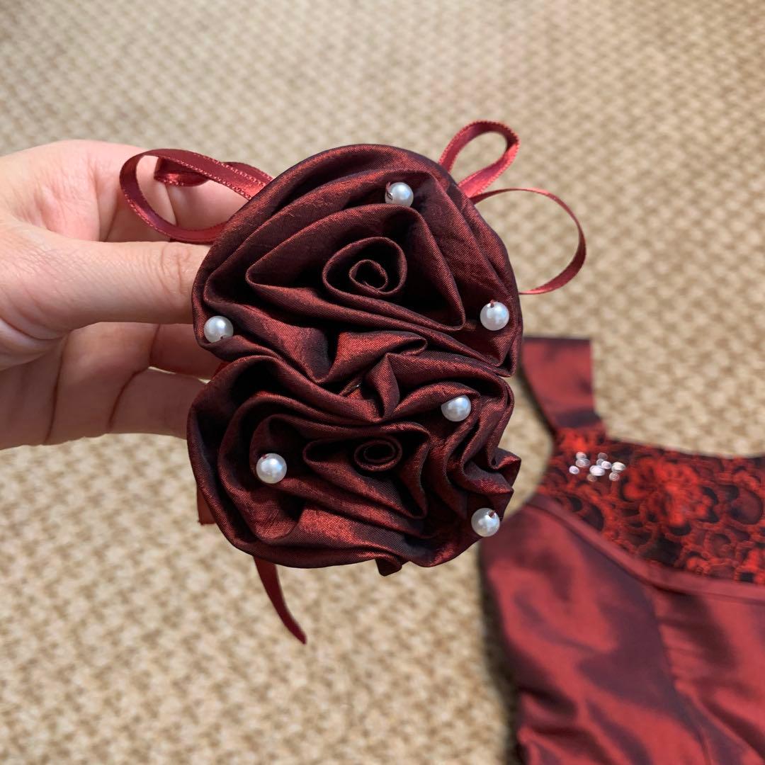 カラードレス(ワインレッド155cm)【美品】脱着カンタン【ブランド】ゆめりすと