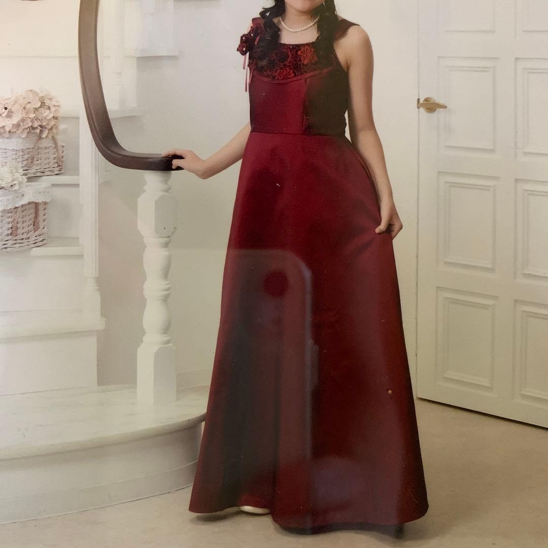 カラードレス(ワインレッド155cm)【美品】脱着カンタン【ブランド】ゆめりすと