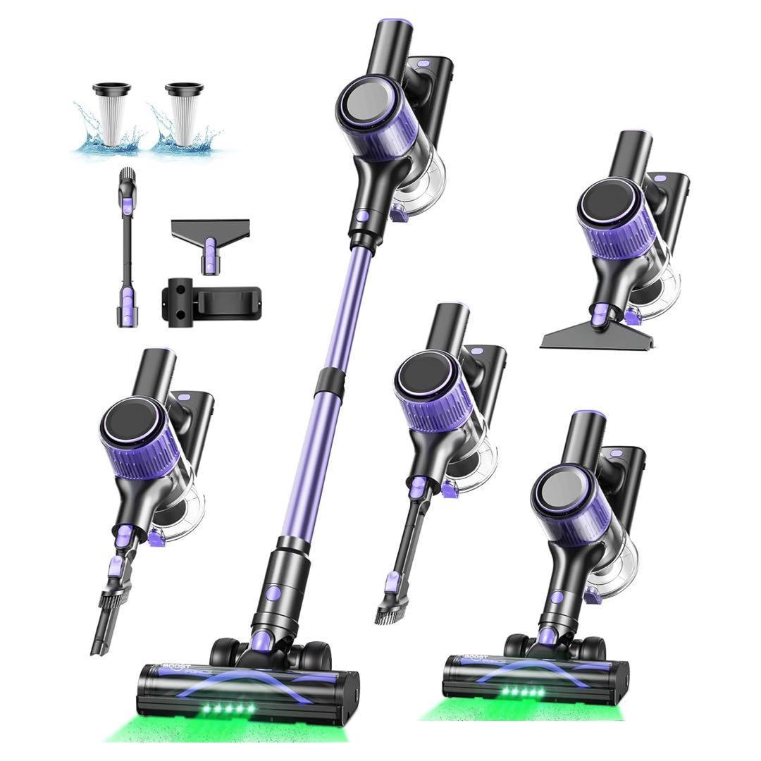掃除機 コードレス 超強力吸引 自立式 LEDライト 液晶ディスプレイ 2WAY