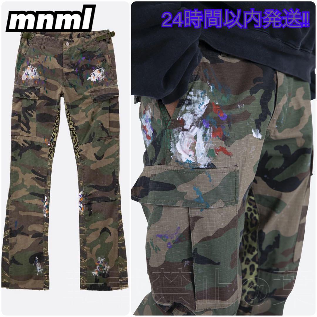 新品 mnml カーゴフレアパンツ 迷彩フレア ブーツカット ハンターカモ