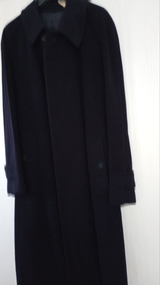 バーバリーロングステンカラーコート　濃紺　L　カシミア100%