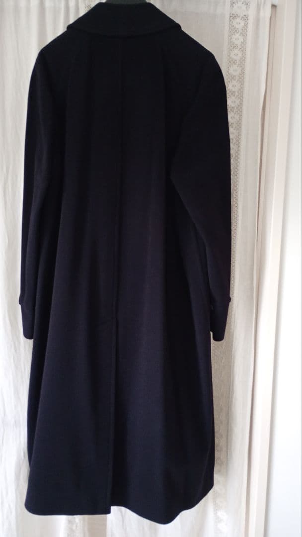 バーバリーロングステンカラーコート　濃紺　L　カシミア100%