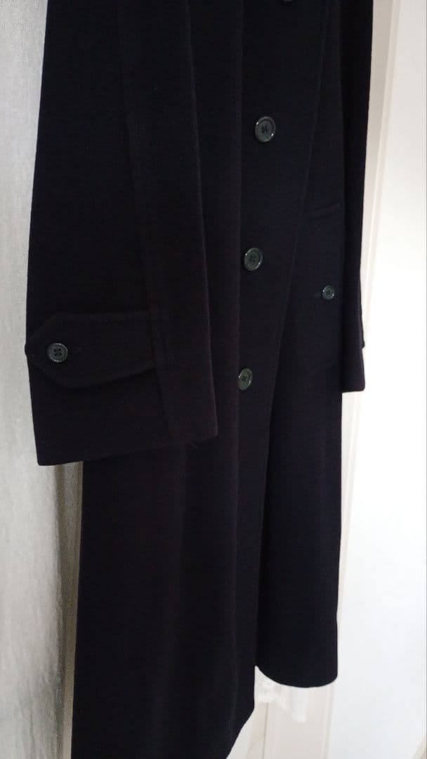 バーバリーロングステンカラーコート　濃紺　L　カシミア100%