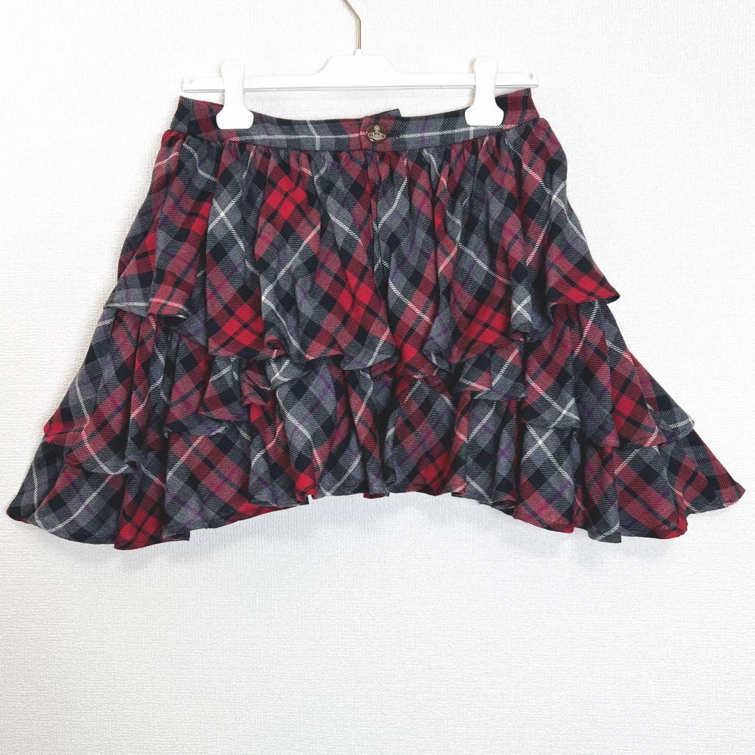 ヴィヴィアンウエストウッド ティアード ミニ スカート チェック 変形