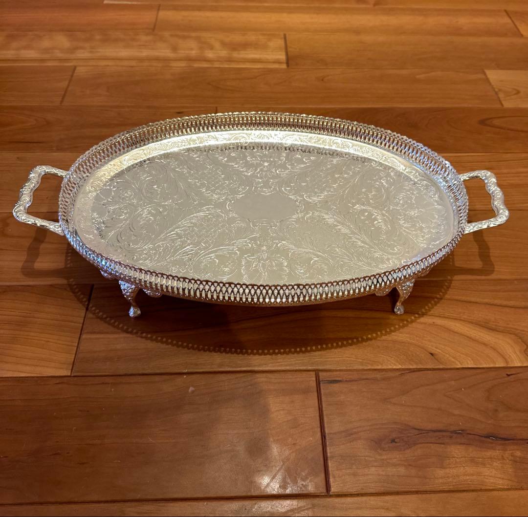 アンティーク 銀メッキ お皿 お盆 イギリス イングランド シルバー 銀色