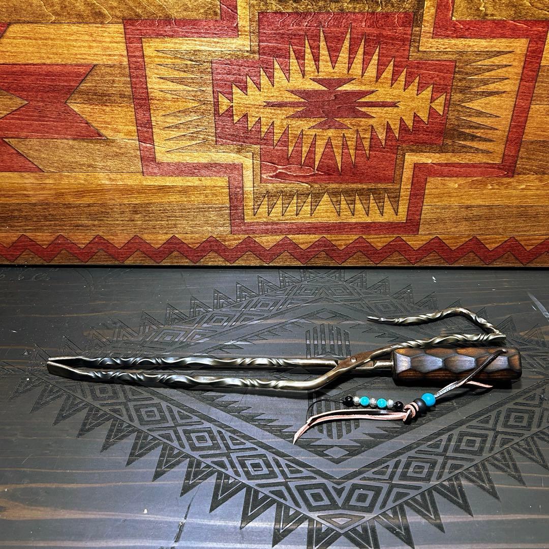 No.10 ツイスト薪ハサミ　ステンレス薪ハサミ　火ハサミ　フルカスタム