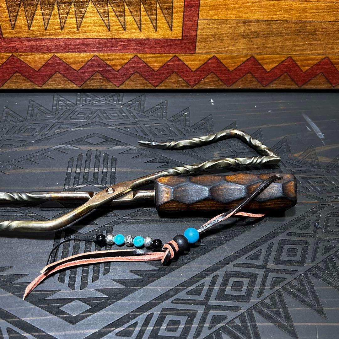 No.10 ツイスト薪ハサミ　ステンレス薪ハサミ　火ハサミ　フルカスタム