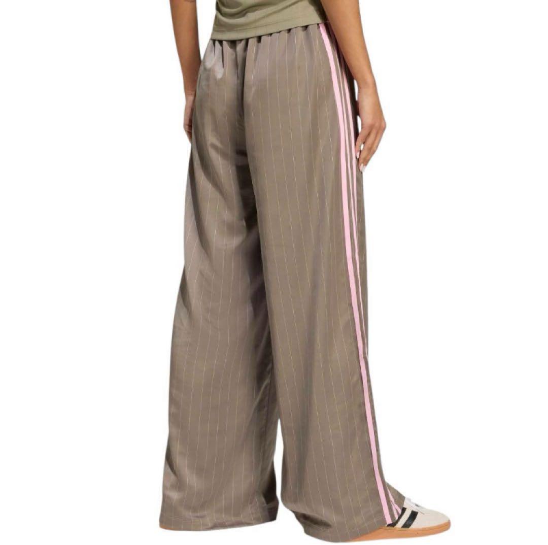 希少　adidas ストライプ ライトブラウン　カーキ　ワイドパンツ　M