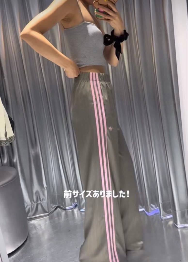 希少　adidas ストライプ ライトブラウン　カーキ　ワイドパンツ　M