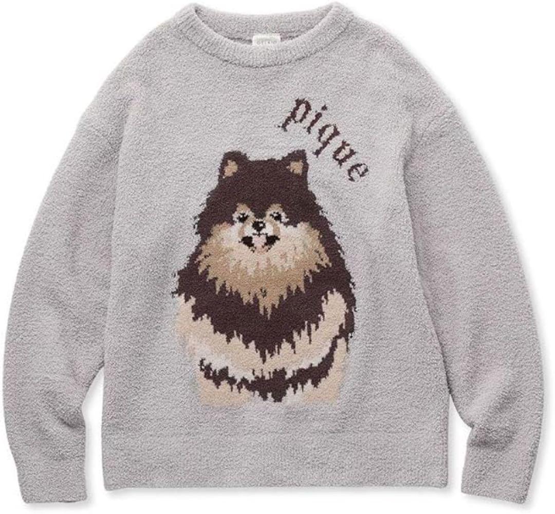 ジェラートピケパウダーDOGジャガードプルオーバーポメラニアングレー