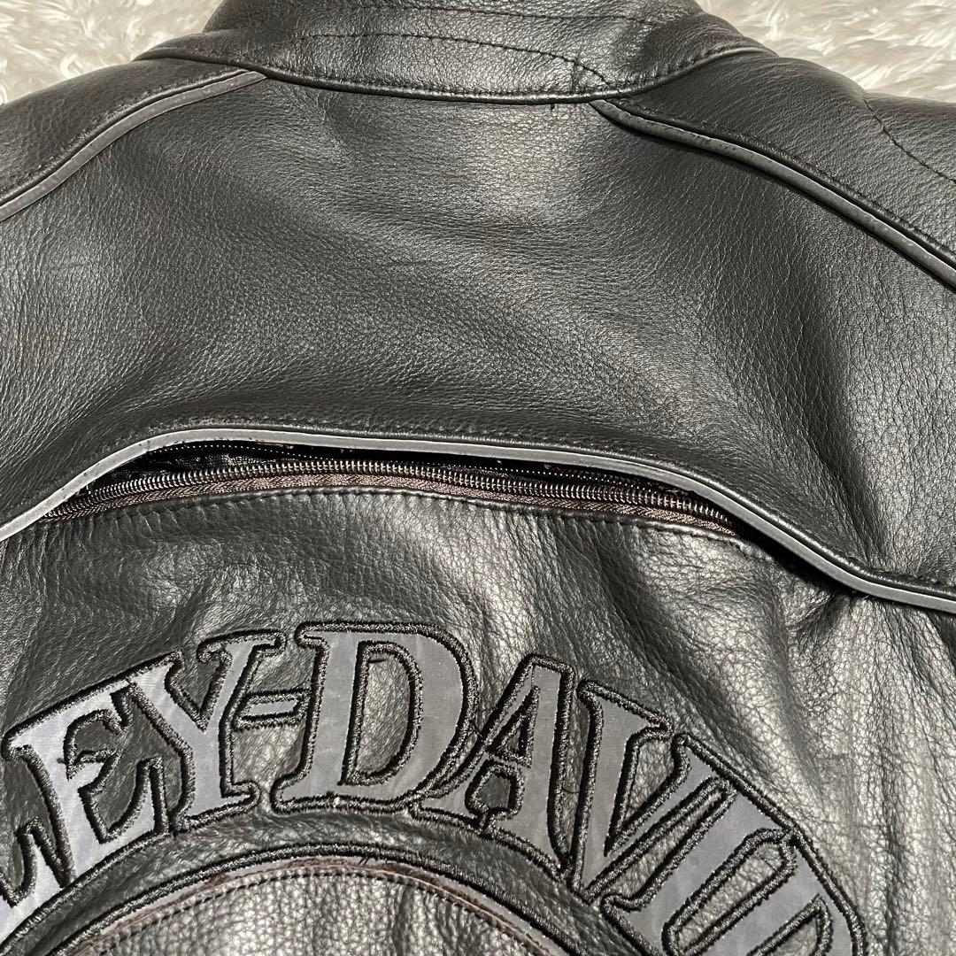 ハーレーダビットソン シングルライダースジャケット スカルデザイン 反射材付き