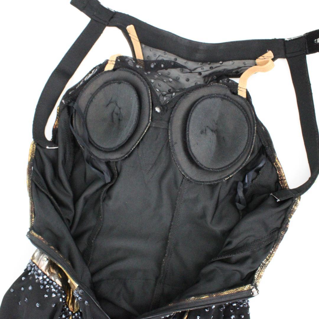 【美品 日本製 社交ダンス衣装】豪華ラインストーン 白樺ドレス ラテンドレス