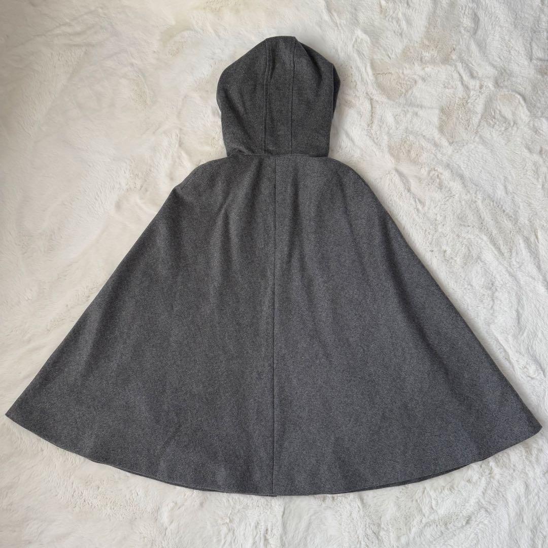 鎌倉シャツ ウール カシミヤ ポンチョ マント コート グレー F フード