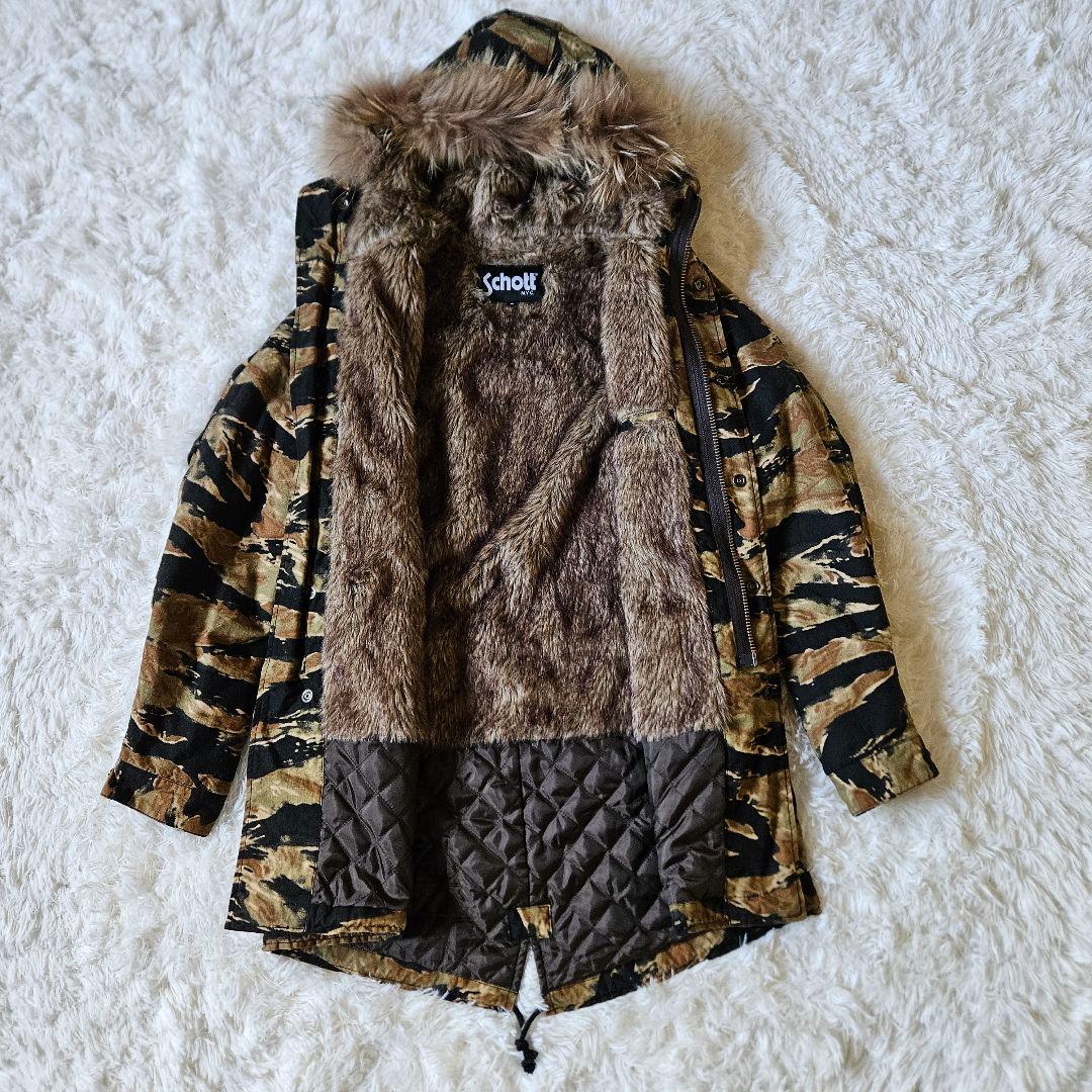 【Schott】美品 ショット フード付きモッズコート カモ柄 Mサイズ