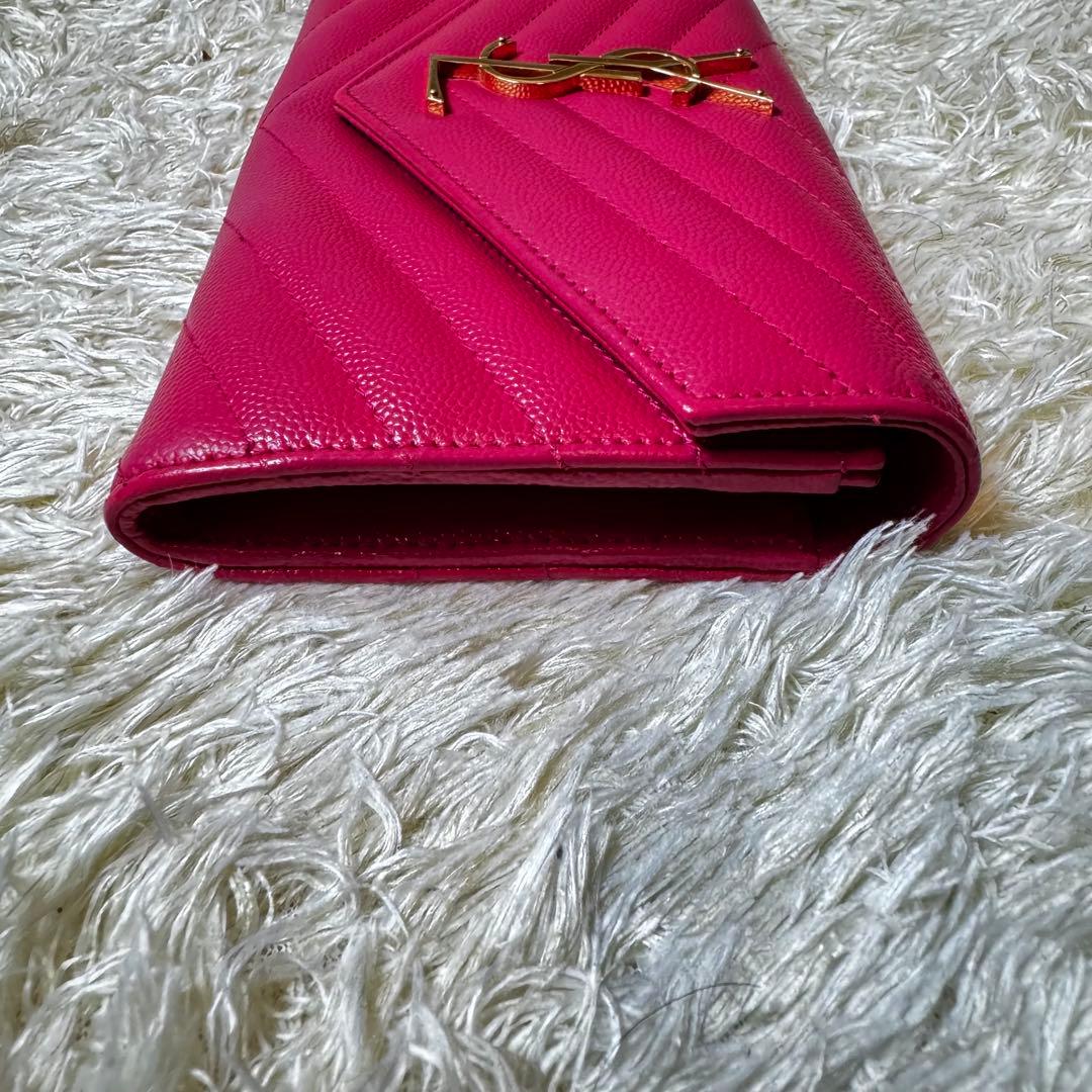 大人気✨サンローラン　長財布　ラージフラップウォレット　カサンドラ　ピンク
