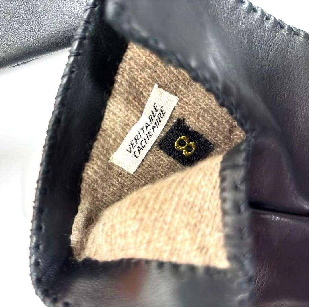 美品】エルメス クルードセル手袋ブラック ラムレザーカシミア