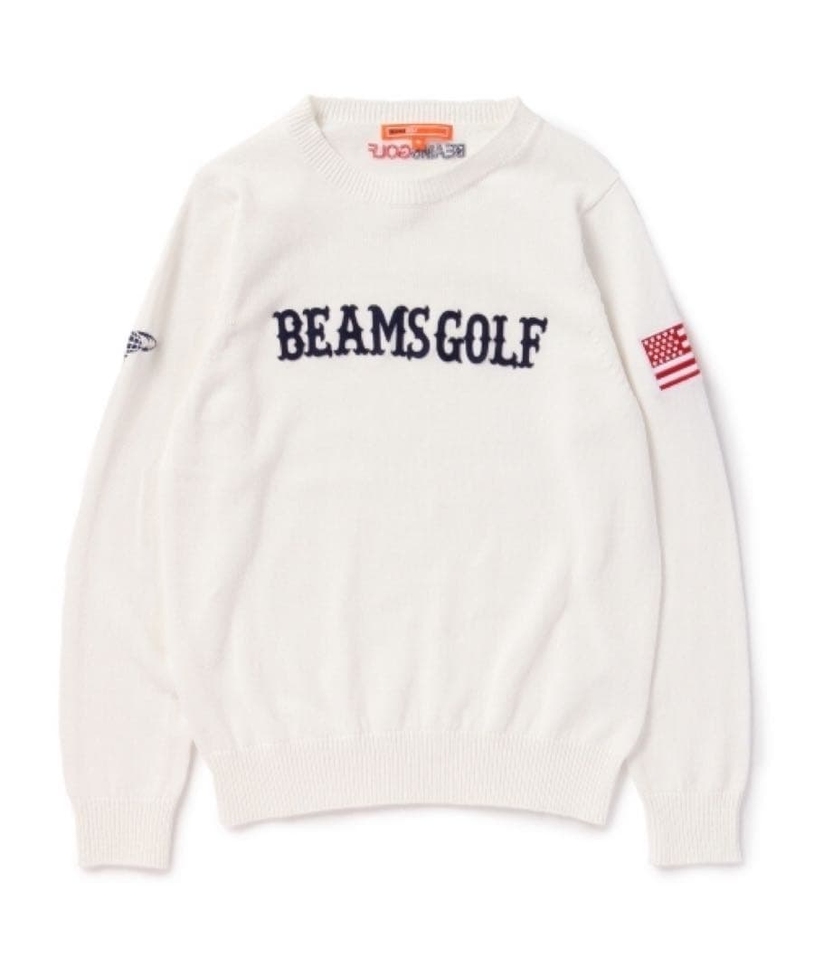 BEAMS GOLF ビームスゴルフ コットンニット 長袖 ロゴ ワッペン 刺繍