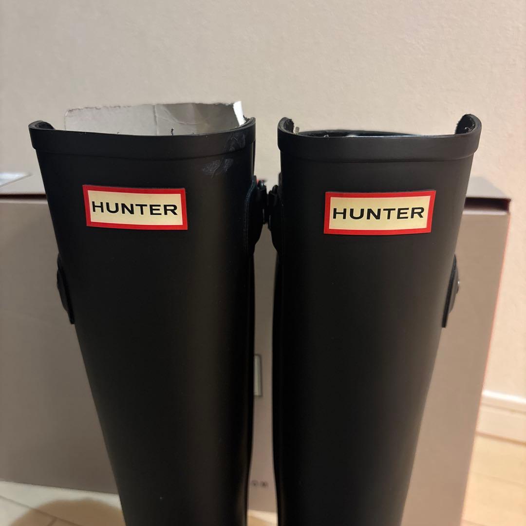 HUNTER ブラック ロングブーツ バックル付き　uk5