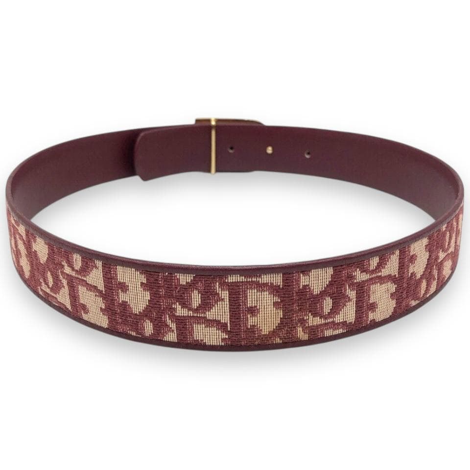 【美品】クリスチャンディオール トロッター ベルト ゴールド レッド Dior
