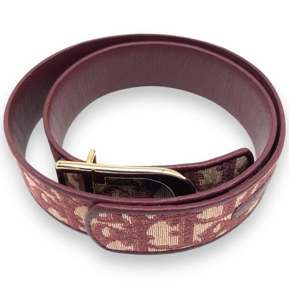 【美品】クリスチャンディオール トロッター ベルト ゴールド レッド Dior