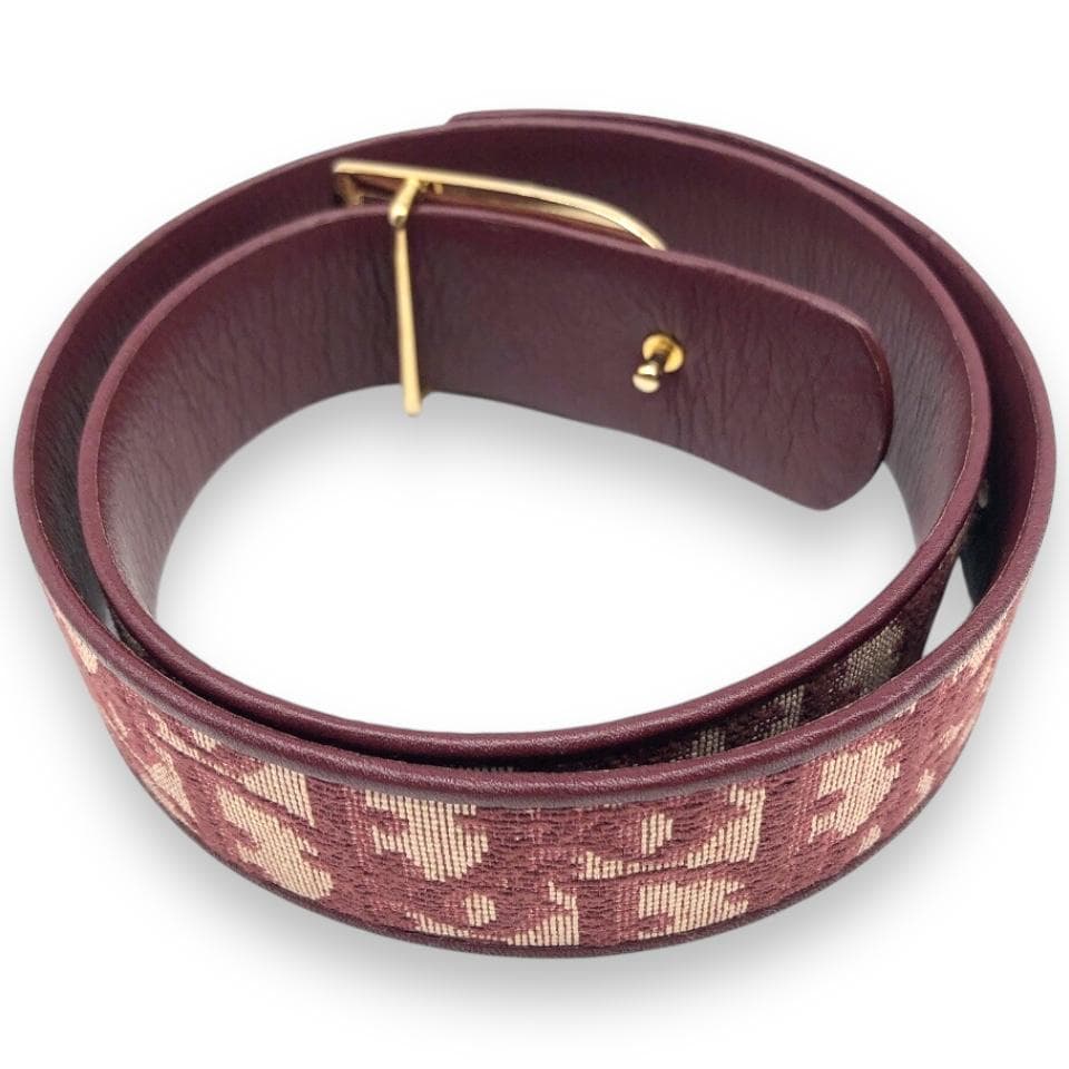 【美品】クリスチャンディオール トロッター ベルト ゴールド レッド Dior