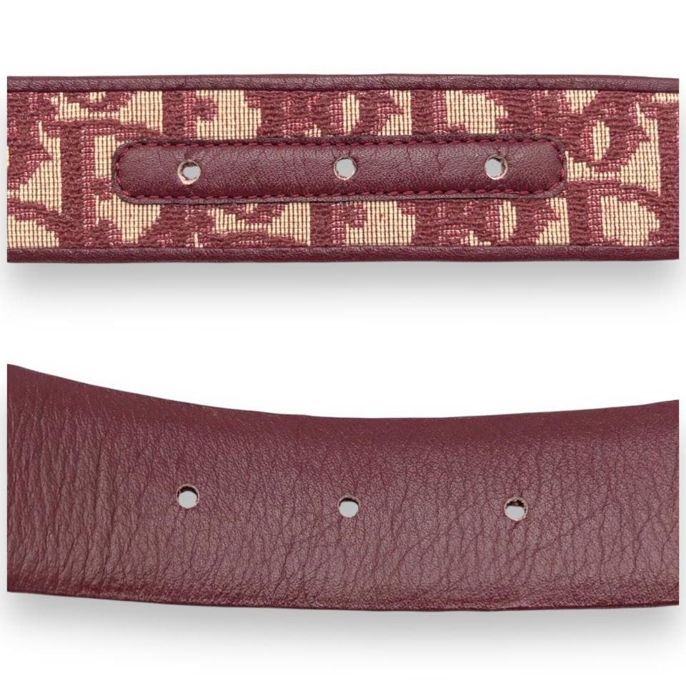 【美品】クリスチャンディオール トロッター ベルト ゴールド レッド Dior