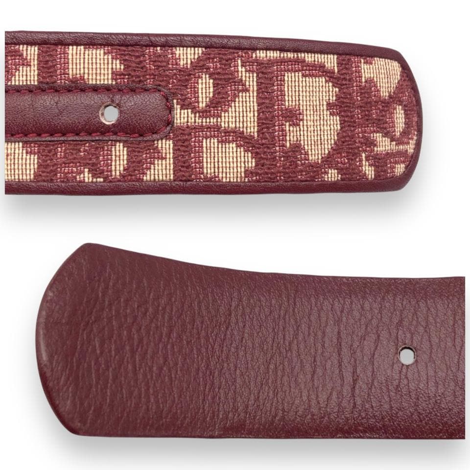 【美品】クリスチャンディオール トロッター ベルト ゴールド レッド Dior