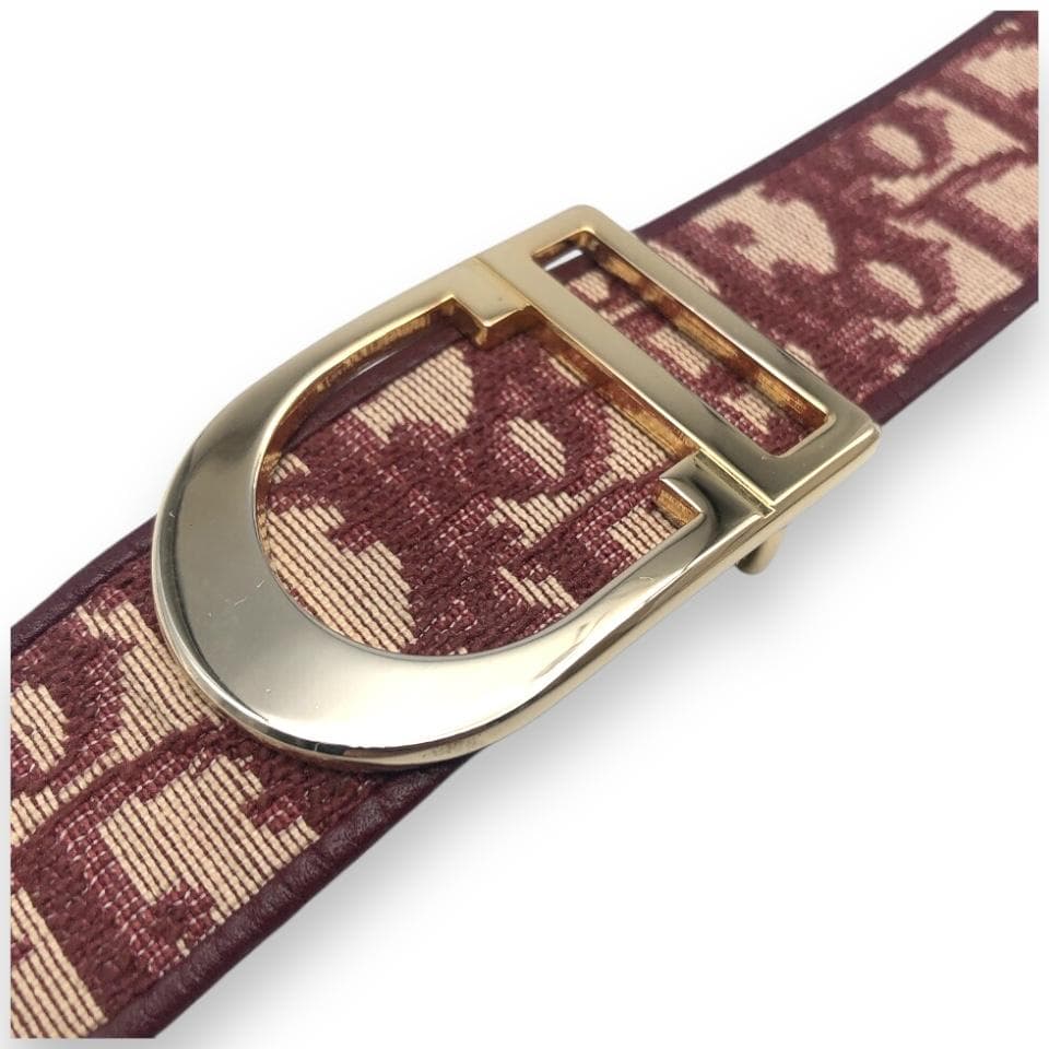 【美品】クリスチャンディオール トロッター ベルト ゴールド レッド Dior