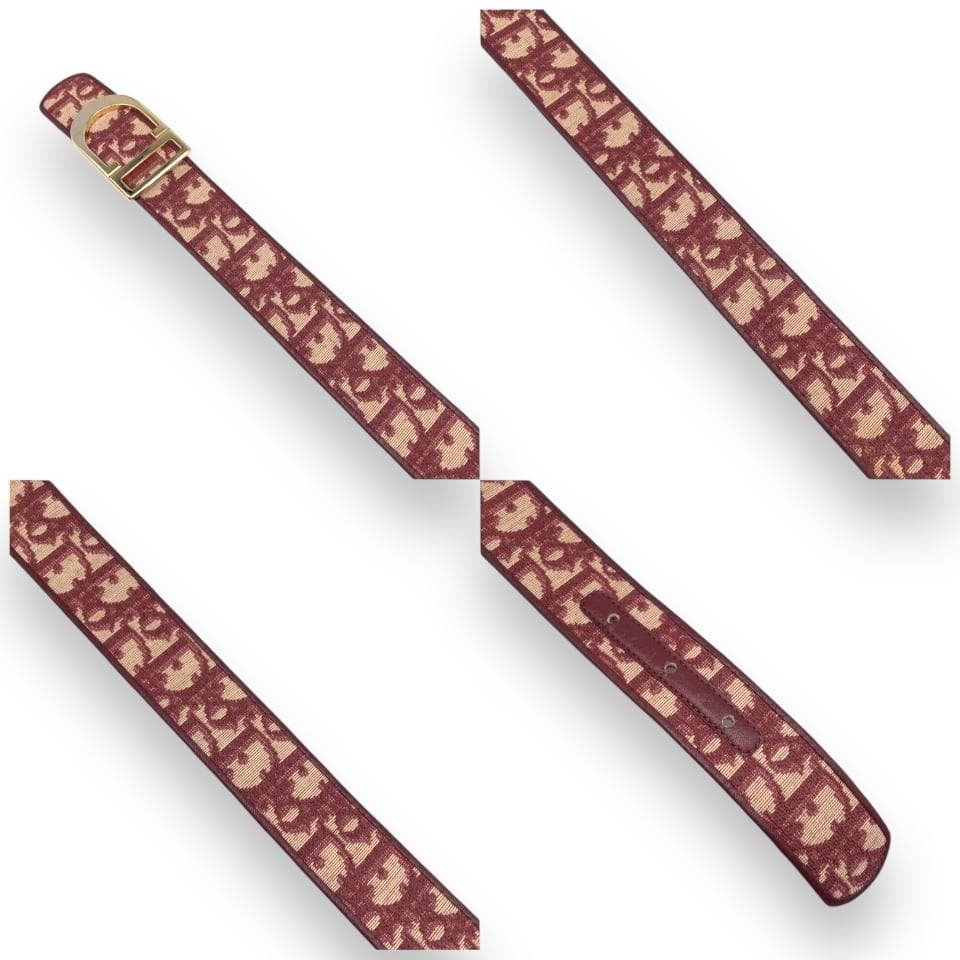 【美品】クリスチャンディオール トロッター ベルト ゴールド レッド Dior